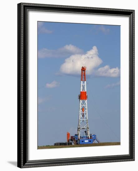 Patterson Uti Oil Drilling Rig Along Highway 200 West of Killdeer, North Dakota, USA-David R. Frazier-Framed Photographic Print