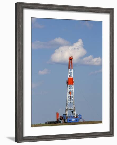 Patterson Uti Oil Drilling Rig Along Highway 200 West of Killdeer, North Dakota, USA-David R. Frazier-Framed Photographic Print