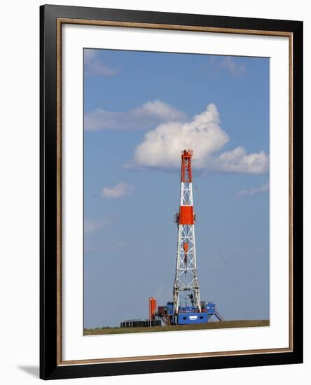 Patterson Uti Oil Drilling Rig Along Highway 200 West of Killdeer, North Dakota, USA-David R. Frazier-Framed Photographic Print