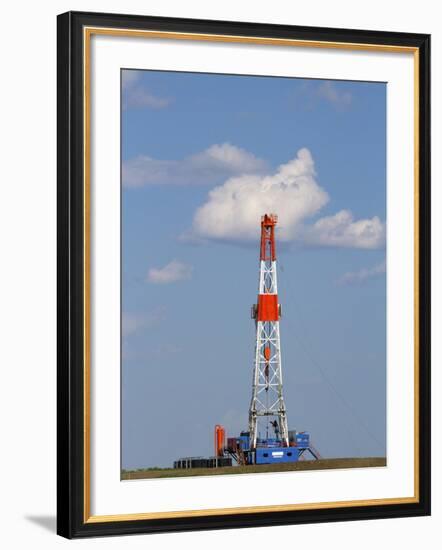 Patterson Uti Oil Drilling Rig Along Highway 200 West of Killdeer, North Dakota, USA-David R. Frazier-Framed Photographic Print