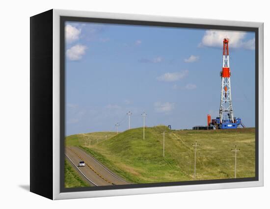 Patterson Uti Oil Drilling Rig Along Highway 200 West of Killdeer, North Dakota, USA-David R. Frazier-Framed Premier Image Canvas