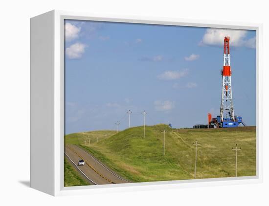 Patterson Uti Oil Drilling Rig Along Highway 200 West of Killdeer, North Dakota, USA-David R. Frazier-Framed Premier Image Canvas