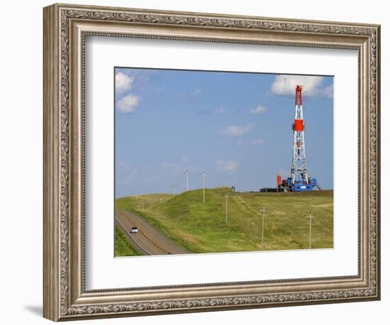 Patterson Uti Oil Drilling Rig Along Highway 200 West of Killdeer, North Dakota, USA-David R. Frazier-Framed Photographic Print