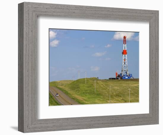 Patterson Uti Oil Drilling Rig Along Highway 200 West of Killdeer, North Dakota, USA-David R. Frazier-Framed Photographic Print