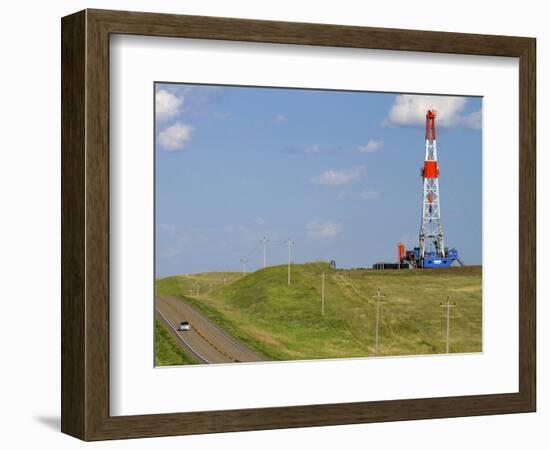 Patterson Uti Oil Drilling Rig Along Highway 200 West of Killdeer, North Dakota, USA-David R. Frazier-Framed Photographic Print