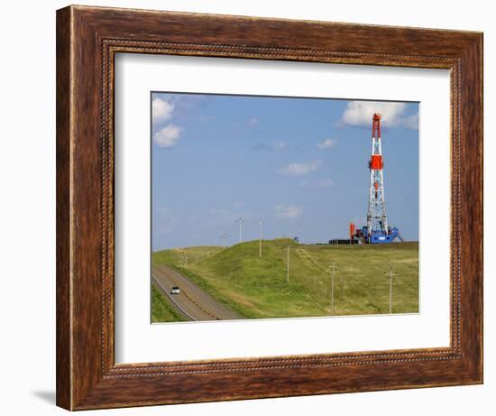 Patterson Uti Oil Drilling Rig Along Highway 200 West of Killdeer, North Dakota, USA-David R. Frazier-Framed Photographic Print