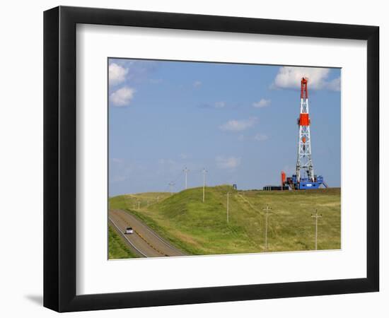 Patterson Uti Oil Drilling Rig Along Highway 200 West of Killdeer, North Dakota, USA-David R. Frazier-Framed Photographic Print