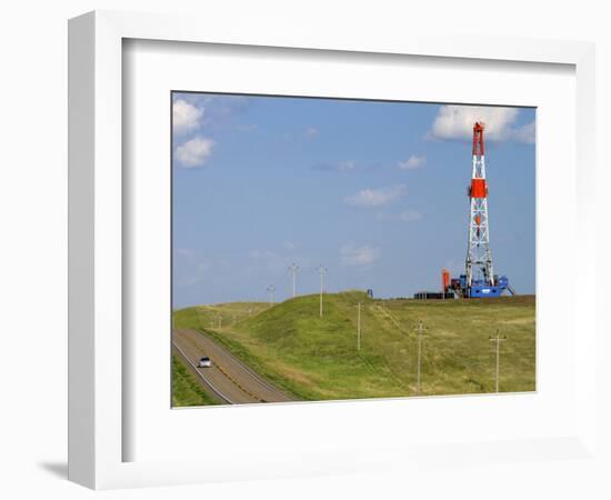 Patterson Uti Oil Drilling Rig Along Highway 200 West of Killdeer, North Dakota, USA-David R. Frazier-Framed Photographic Print