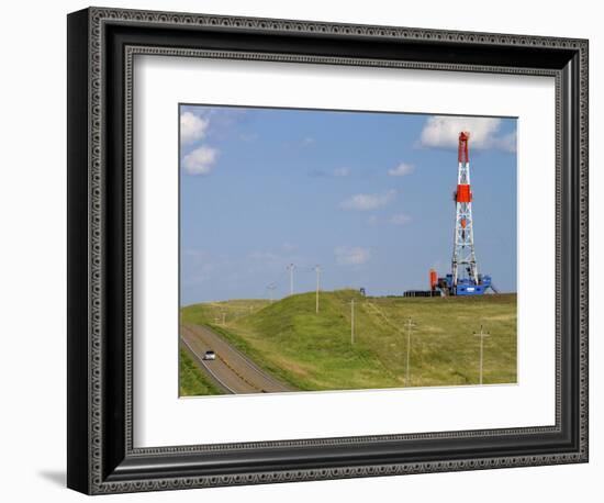 Patterson Uti Oil Drilling Rig Along Highway 200 West of Killdeer, North Dakota, USA-David R. Frazier-Framed Photographic Print