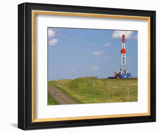 Patterson Uti Oil Drilling Rig Along Highway 200 West of Killdeer, North Dakota, USA-David R. Frazier-Framed Photographic Print