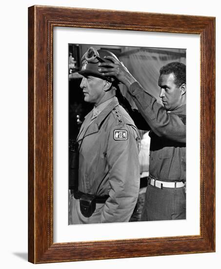 "Patton" by Franklin Schaffner with George C. Scott, 1970 (b/w photo)-null-Framed Photo