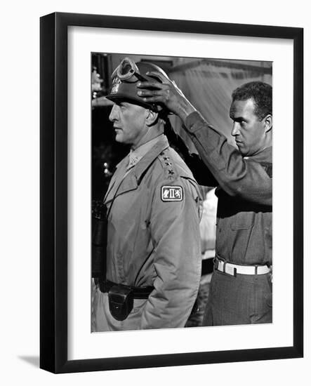 "Patton" by Franklin Schaffner with George C. Scott, 1970 (b/w photo)-null-Framed Photo