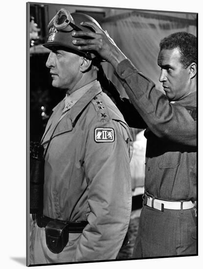 "Patton" by Franklin Schaffner with George C. Scott, 1970 (b/w photo)-null-Mounted Photo