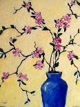Pink Orchids in a Blue Vase-Patty Baker-Art Print