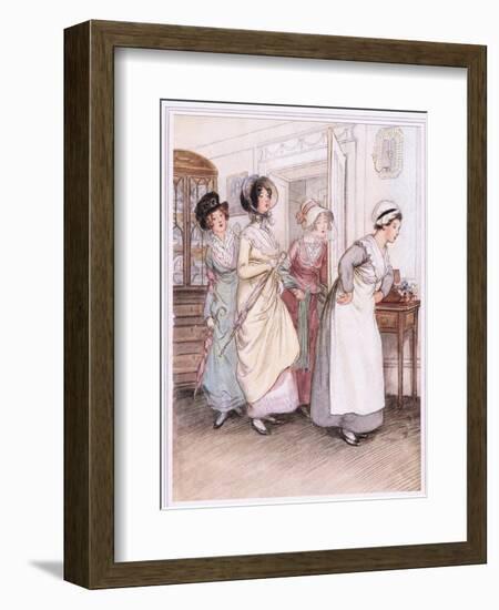 Patty Ushers in the Sisters, Willoughby and Miss Henrietta-Hugh Thomson-Framed Giclee Print