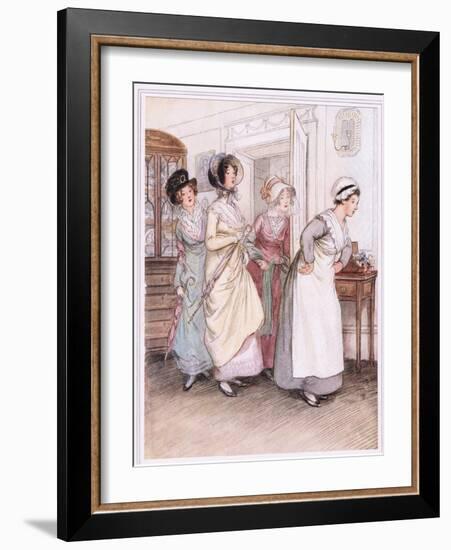 Patty Ushers in the Sisters, Willoughby and Miss Henrietta-Hugh Thomson-Framed Giclee Print