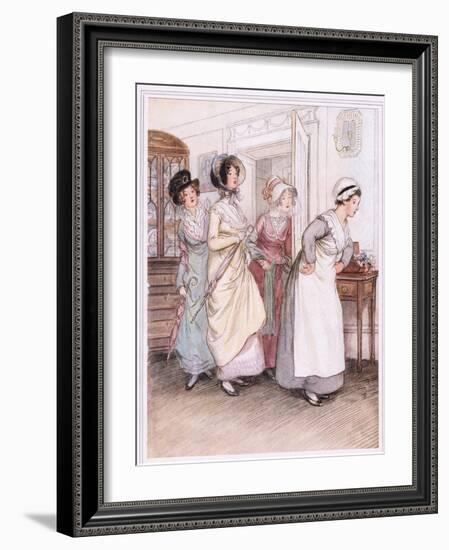 Patty Ushers in the Sisters, Willoughby and Miss Henrietta-Hugh Thomson-Framed Giclee Print