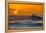 Pau Hana-Sunset & Wave breaking off of the Na Pali Coast of Kauai, Hawaii-Mark A Johnson-Framed Premier Image Canvas