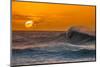Pau Hana-Sunset & Wave breaking off of the Na Pali Coast of Kauai, Hawaii-Mark A Johnson-Mounted Photographic Print