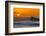 Pau Hana-Sunset & Wave breaking off of the Na Pali Coast of Kauai, Hawaii-Mark A Johnson-Framed Photographic Print