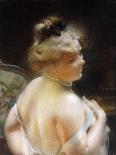 Femme nue, de dos, avec une queue de paon, la tête de profil à droite-Albert Besnard-Framed Premier Image Canvas