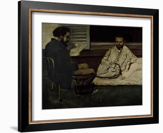 Paul Alexis (1847-1901) Reading a Manuscript to Emile Zola (1840-1902) 1869-70-Paul Cézanne-Framed Giclee Print