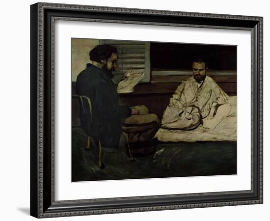 Paul Alexis (1847-1901) Reading a Manuscript to Emile Zola (1840-1902) 1869-70-Paul Cézanne-Framed Giclee Print