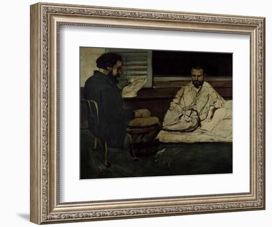 Paul Alexis (1847-1901) Reading a Manuscript to Emile Zola (1840-1902) 1869-70-Paul Cézanne-Framed Giclee Print