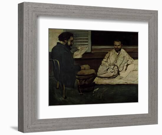 Paul Alexis (1847-1901) Reading a Manuscript to Emile Zola (1840-1902) 1869-70-Paul Cézanne-Framed Giclee Print