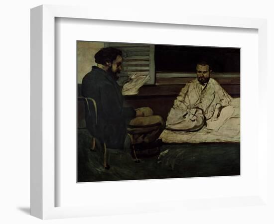 Paul Alexis (1847-1901) Reading a Manuscript to Emile Zola (1840-1902) 1869-70-Paul Cézanne-Framed Giclee Print