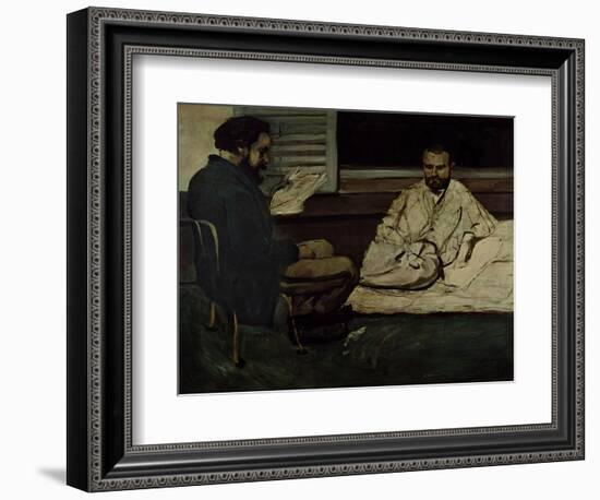 Paul Alexis (1847-1901) Reading a Manuscript to Emile Zola (1840-1902) 1869-70-Paul Cézanne-Framed Giclee Print