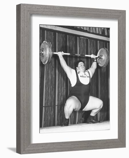 Paul Anderson Lifts 320 Pounds During the 1955 Weightlifting World Championships at Munich-null-Framed Photo