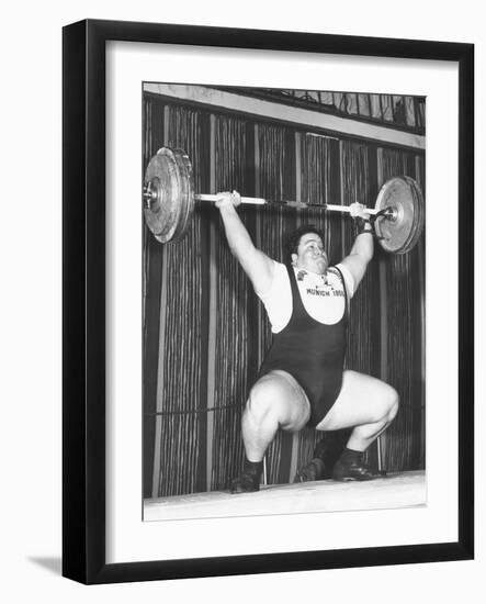 Paul Anderson Lifts 320 Pounds During the 1955 Weightlifting World Championships at Munich-null-Framed Photo