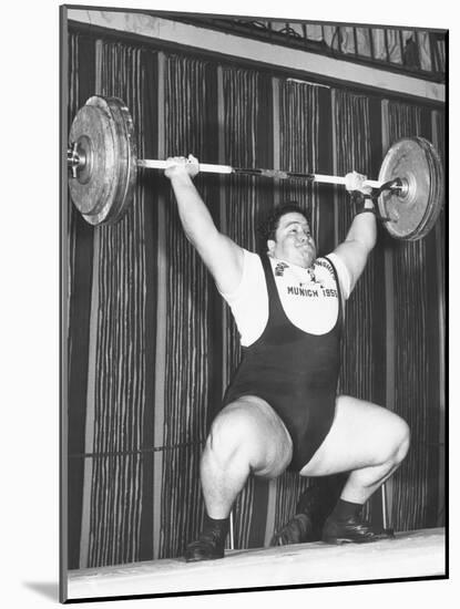 Paul Anderson Lifts 320 Pounds During the 1955 Weightlifting World Championships at Munich-null-Mounted Photo