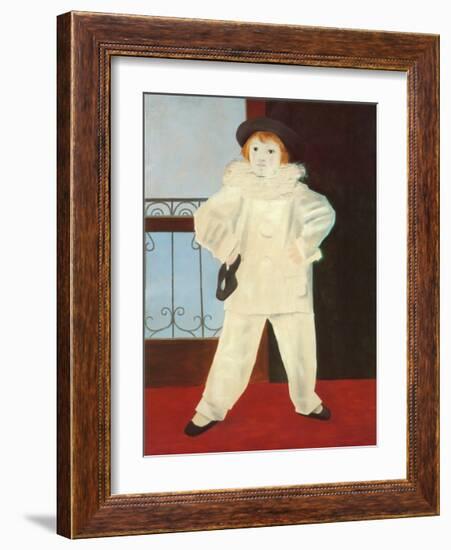 Paul as a Pierrot-Pablo Picasso-Framed Art Print