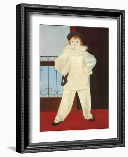 Paul as a Pierrot-Pablo Picasso-Framed Art Print