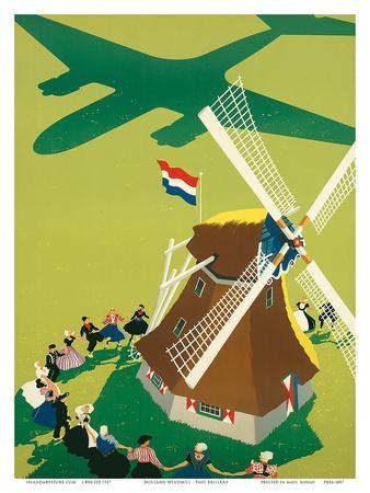 KLM Royal Dutch Airlines: Holland Windmill, c.1945' Art Print - Paul  Brillens | Art.com