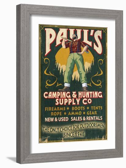 Paul Bunyan - Vintage Sign-Lantern Press-Framed Art Print