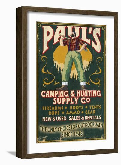 Paul Bunyan - Vintage Sign-Lantern Press-Framed Art Print