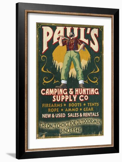 Paul Bunyan - Vintage Sign-Lantern Press-Framed Art Print