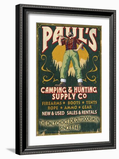 Paul Bunyan - Vintage Sign-Lantern Press-Framed Art Print