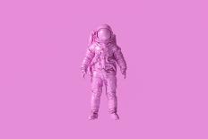 Pink Spaceman Astronaut Cosmonaut-Paul Campbell-Framed Stretched Canvas