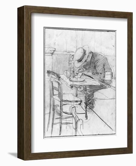 Paul Cesar Helleu at a Table in a Cafe-Giovanni Boldini-Framed Giclee Print