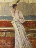 Madame Marthe Letellier Sitting on a Sofa, Holding a Fan, C.1895-Paul Cesar Helleu-Giclee Print