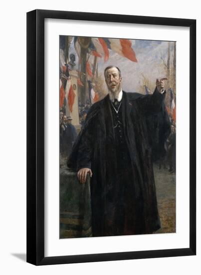 Paul Déroulède (1846-191) Making a Speech at Bougival, January 1913-Fernand Cormon-Framed Giclee Print