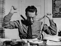 Screenwriter Jack Cunningham Snapping Suspenders as He Works on Harold Lloyd's New Film-Paul Dorsey-Premium Photographic Print