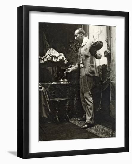 Paul Gauguin Posing in Mucha's Studio, Rue De La Grande Chaumière, Paris, 1893-Alphonse Mucha-Framed Photographic Print