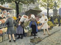 Flower Market at Hojbro Plads-Paul Gustav Fischer-Mounted Giclee Print