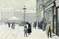 Snow Scene in the Kongens Nytorv, Copenhagen-Paul Gustav Fischer-Giclee Print