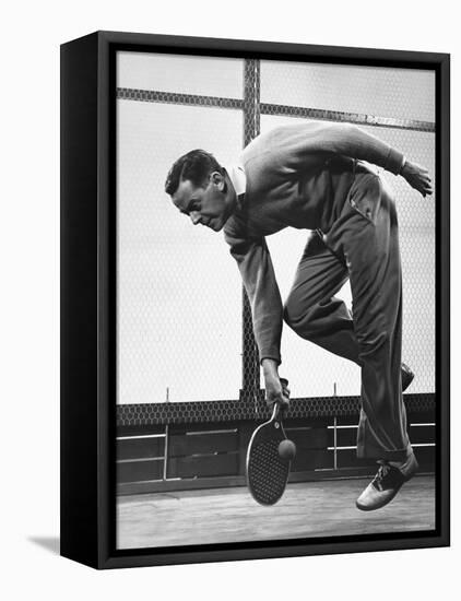 Paul Hicks, New York Businessman, Playing Paddle Tennis at Manursing Island Club-Gjon Mili-Framed Premier Image Canvas